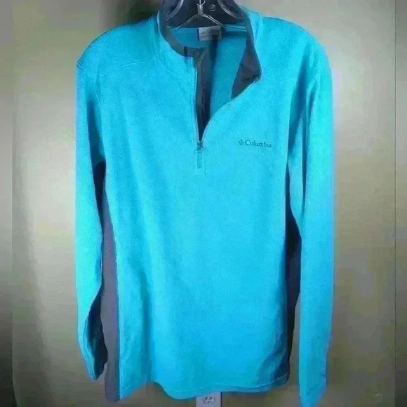 Columbia Men's Pine Ridge Half Zip Fleece Pullover Cyan Blue - Size  Medium - Picture 9 of 10